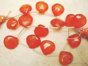 14 Corazones Facetados de Calcedonia CARNELIA (14-12mm de Largo) 115Ct Excelente Calidad - Imagen 1 de 2