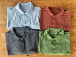 Lot Of 4 LL Bean Men's Premium  Polo Hemmed Short-Sleeve With Pocket Size Large - Picture 1 of 10