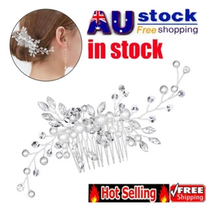 Flower Wedding Hair Pins Comb Bridal Clips Crystal Pearl BridRLmaid AccGVsories - Picture 1 of 7
