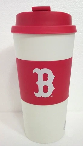 BOSTON RED SOX 16 OZ. RUBBER SLEEVED TRAVEL TUMBLER MUG CUP SEALING LID/TOP Cover