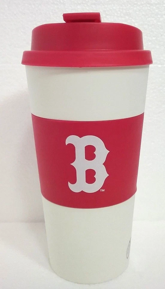 BOSTON RED SOX 16 OZ. RUBBER SLEEVED TRAVEL TUMBLER MUG CUP SEALING LID/TOP - Image 1 of 1