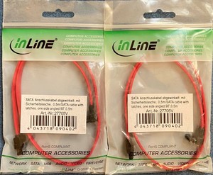 2 x SATA Anschlusskabel abgewinkelt, 0,5 m, mit Sicherheitslasche