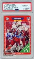 Barry Sanders 1989 Pro Set Autograph Rookie Card #494 PSA/DNA 10