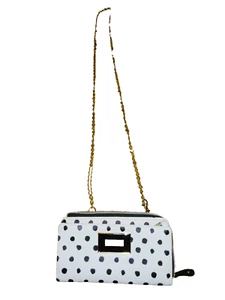 NWT Betsey Johnson Wallet on String Pushing Daisies Black White Polka Dots Purse - Picture 1 of 16