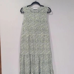 NWT MNG by Mango Womens Sleeveless Floral Print Midi Dress Size 10/XL Green Cut - Picture 1 of 8