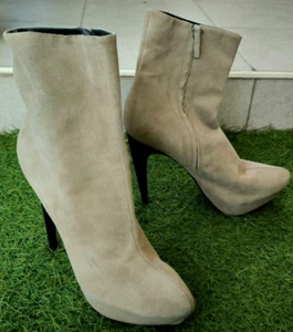 Giuseppe Zanotti Beige Suede Heeled Boots Size EU 41 US 11 - Picture 1 of 11