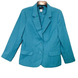 Haberdashery Is Personal Vintage 1980 Womens Size 12 Aqua 2 Button Lined Blazer - Picture 1 of 8