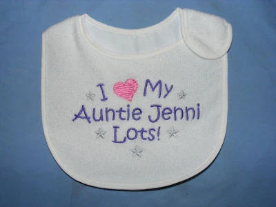 LESLEY ANN DESIGNS Personalised Baby bib I 'Heart' my - choose text colour