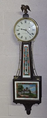Rare Herschede 8 Day Banjo Wall Clock Working Weight Driven Shreve Crump Boston - Image 1 of 4