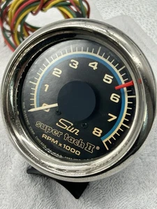 Sun Super Tach 2 Tachometer 8K RPM Blue Line -  Vintage Hot Rod  - Picture 1 of 8