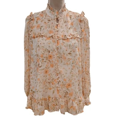 Блузка женская CeCe с цветочным принтом с оборками спереди средняя розовая викторианская романтическая - Изображение 1 из 4