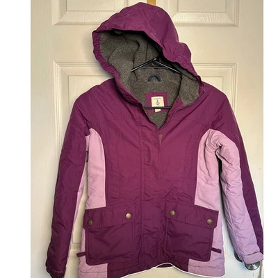 Lands End Kids Purple Pink Colorblock Hooded Winter Jacket Size S 7-8 - Image 1 of 4