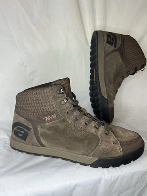 Botas de Senderismo Teva Para Hombre Talla 11 Cuero Marrón Zapatos Medianos Altos Patrón Pata de Gallo Foto 1 de 4