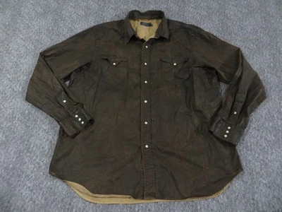 Polo Ralph Lauren Western Denim Shirt Mens XXL Stillwell Long Sleeve Pearl Snap - Image 1 of 4