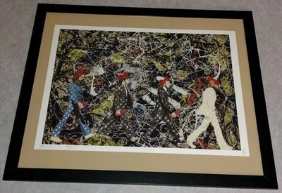 DEATH NYC ltd signed FRAMED street art print 45x32cm Beatles Jackson Pollock - Image 1 of 3