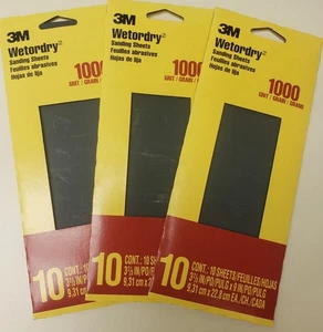 Menge 3 10 Stück 3M Wetordry 1000er Körnung Körnung Schleifblätter Schleifpapier fein 7B5 - Bild 1 von 3