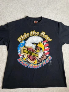 Harley-Davidson Ride The Best Eagle Graphic T-Shirt Black Men’s Large Vintage - Picture 1 of 14