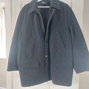 POLO Ralph Lauren XL Dark Grey Single Breasted Insulated Overcoat Wool - Picture 1 of 20