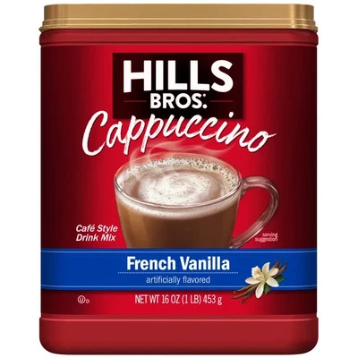 BRANDED Hills Bros Instant cappuccino mix Sugar Free French Vanilla 12 Ounce Pack of 1..