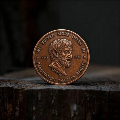 Seneca Coin | EDC Reminder Coins | Stoic Coin |  Daily Stoic Medallion - Image 1 of 4
