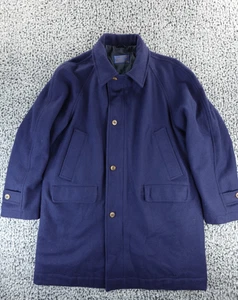 VTG Pendleton Navy Blue Wool Pea Coat Men's Size 44 Zipper Button Thinsulate - Picture 1 of 11