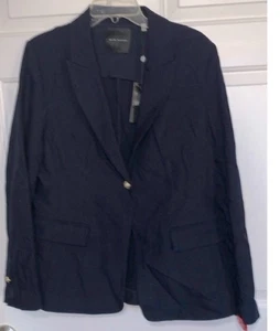 NUOVO ELIE TAHARI blazer un bottone Mazarine blu navy 100% lana nuovo con etichette $495 14 Corpcore - Foto 1 di 17