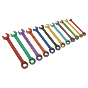Juego de llaves de trinquete combinadas multicolores Sealey Siegen S01075 12 piezas - Imagen 1 de 1