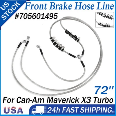 Línea de manguera de freno trenzada delantera 72"" 705601495 para Can-Am Maverick X3 Turbo 17-23 Foto 1 de 4