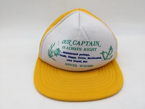 Vintage Our Captain Is Always Right Yellow Mesh Trucker Hat Snapback Nautical - Picture 1 of 7