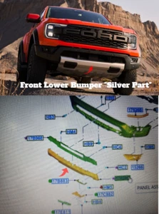 Parachoques inferior delantero Ford Ranger Raptor Next-Gen 2022-24 "Pieza plateada" - Imagen 1 de 6