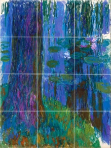 monet saule pleureur et bassin aux nympheas ceramic tile mural backsplash - Picture 1 of 8