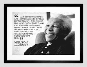 I LEARNED THAT COURAGE NELSON MANDELA BW TYPOGRAPHY QUOTE FRAMED PRINT B12X13921 - Bild 1 von 17