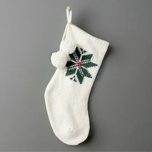 Hearth & Hand Snowflake Knit Christmas Stocking Cream/Green/Red New! - Picture 1 of 8
