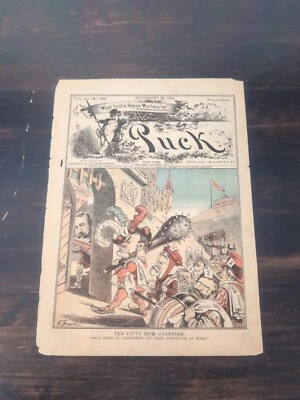Vintage 1882 Puck Magazine Cover Vol. XII. - No. 299 New York Political  - Image 1 of 4