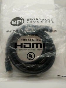 12Ft BLACK HDMI MALE TO HDMI MALE Cord By Broadband Products Part# 38-312 - Picture 1 of 1