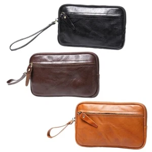 Premium Real New Men Leather Fashion Casual Clutch Bag for 5.5-7inch CellPhones - Picture 1 of 12