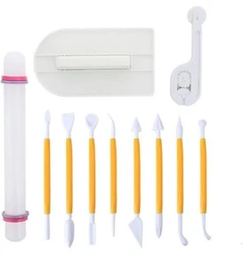 11 Stück Fondant Glätt- und Dekorierwerkzeuge für Kuchenteig Zuckerpaste Blütenblatt - Bild 1 von 9