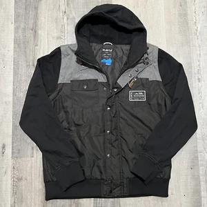 Kavu Hybrid Puffer Two Tone Black/Grey Outdoor Hooded Jacket Mens Medium - Picture 1 of 5