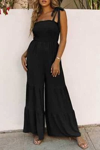 Loose Solid Elastic Waist Plus Size Wide Leg Pants - Picture 1 of 27