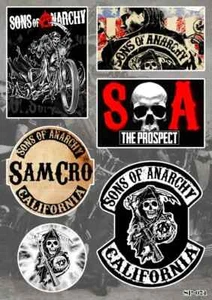 Paquete de pegatinas Sons Of Anarchy - SAMCRO Parca Calavera Motociclista Motocicleta Logo - Imagen 1 de 1