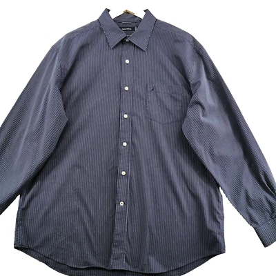 Nautica Wrinkle Resistant Men's Size XL Blue Stripe Cotton L/S Casual Shirt - Image 1 of 4