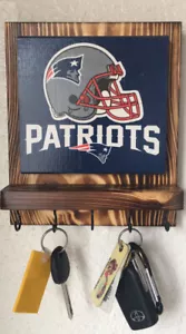 New England Patriots Rustic wall Decor key hanger holder organizer - Picture 1 of 3