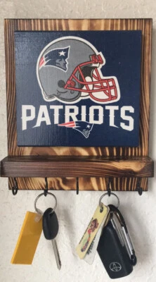 New England Patriots Rustic wall Decor key hanger holder organizer - Image 1 of 3