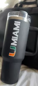 40 oz UNIVERSITY OF MIAMI Thermal Coated Stainless Steel  Tumbler with Handle -  - Picture 1 of 8