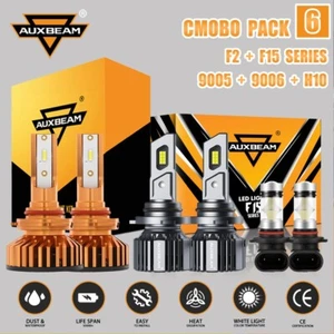 AUXBEAM 90W 52W LED Headlight High Low Beam + Fog Bulb Replacement 9005 9006 H10 - Picture 1 of 12