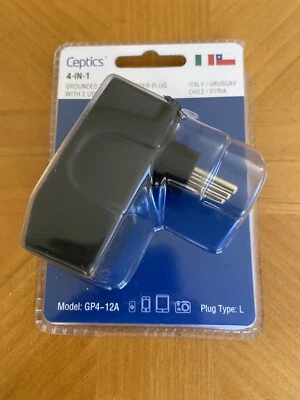 Ceptics Universal to Italy Travel Adapter Plug - Type L - 4 in 1 -2 USB(GP4-12A) - Image 1 of 2