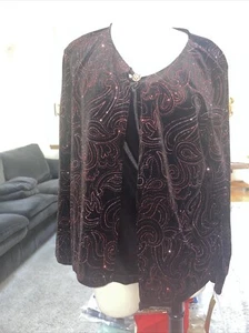 Notations 2-Fer Twinset 1 Button Black And Red Glieetr Size PXL New With Tags - Picture 1 of 13