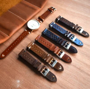 Cinturino pelle traforato testa di moro marrone nero rosso 18mm 20mm 22mm 24mm - Foto 1 di 17