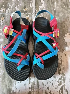 CHACO Z Cloud X2 Remix Sandalen Woodstock Dove Gitarre rot blau gelb W 9 EUR 40 - Bild 1 von 5