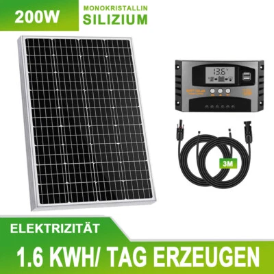 200W Solarmodul Solaranlage Komplettpaket Solarpanel Für Camping Wohnmobil Boot - Bild 1 von 4